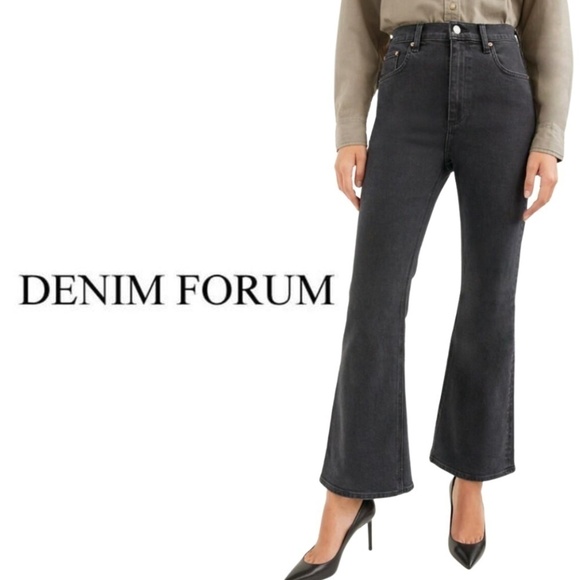 Denim Forum The Twiggy High Rise Flare 32L Jeans in Black - Size 24 - Picture 1 of 13